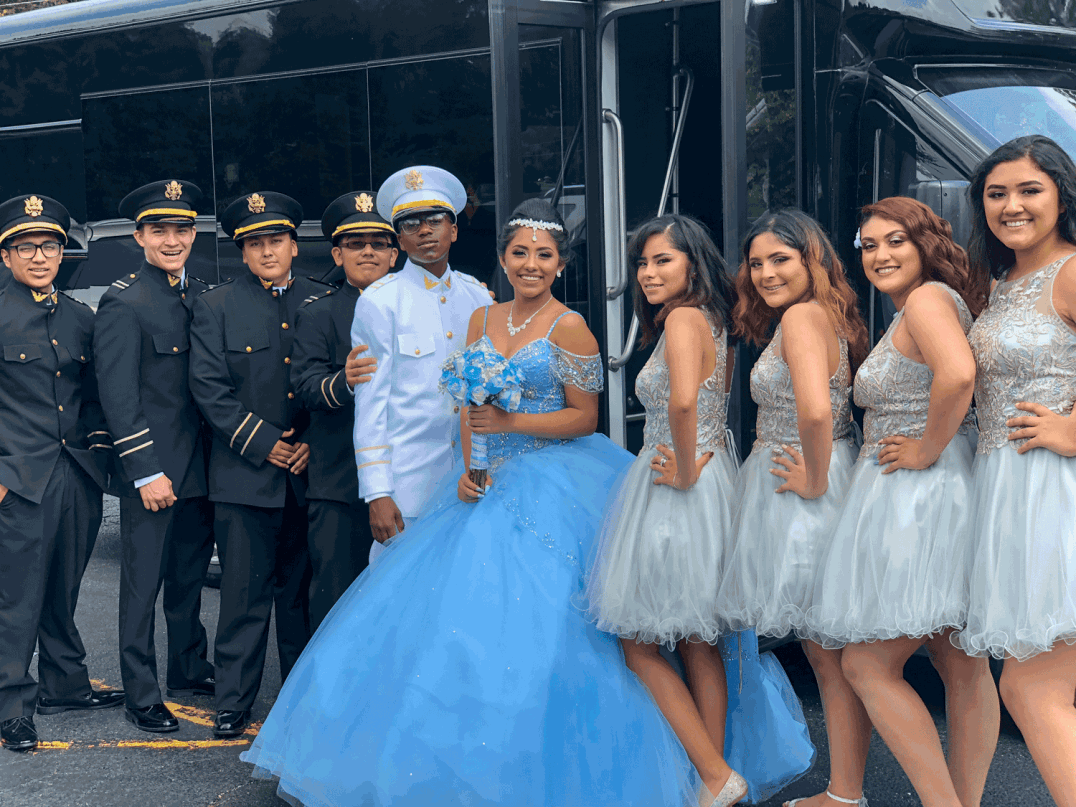 Sweet 15 party-bus group on a Limos Alive coach